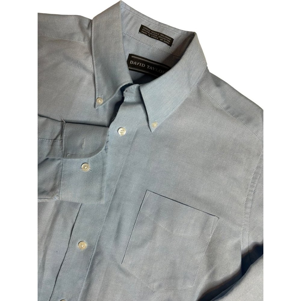 David Taylor Mens Long Sleeve Blue Button Down Shirt Size‎ 16  32/33